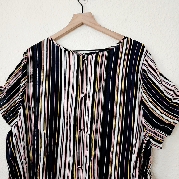 Torrid Abbey Rayon Slub Stripe Back Top Women's Plus Size 1X Multicolored Stripe - Picture 4 of 7